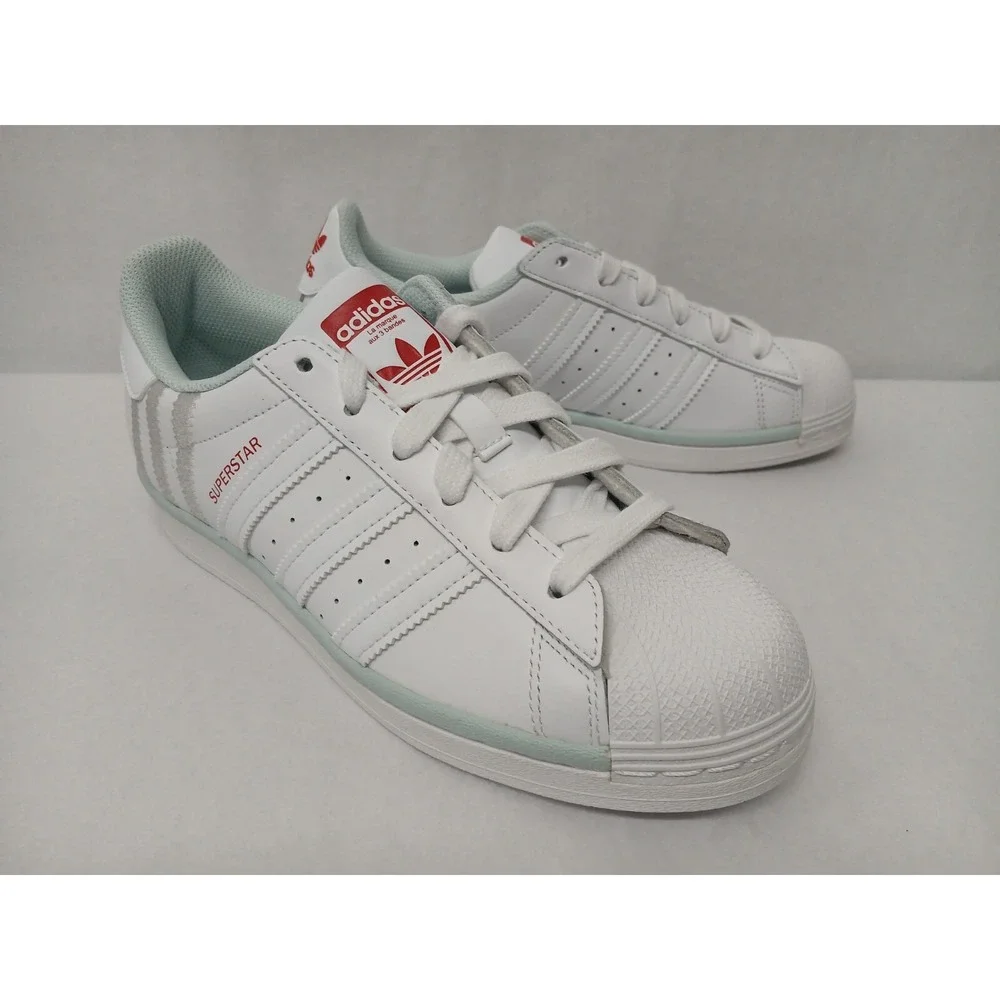 Adidas Kids Originals Superstar J Casual School‎ Shoes FZ6254 White Blue Sz 6.5